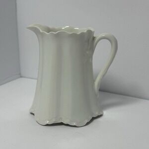 Haviland France White Porcelain Creamer Pitcher Fluted Scalloped Crack